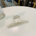 Elegante pinza de pelo de acetato crema con pedrería de colores para cabellos gruesos - Aprox. 9,5 cm / Blanco Diamante de Color Pinza de Percha de Cabeza Redonda