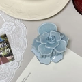 Elegant light blue glitter rose hair claw clip with a Korean style floral design - Fog Blue Shimmer Rose Hair Claw
