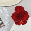 Elegant bright red rose hair claw clip with glossy resin finish for a sweet vintage style - Vintage Red Shimmer Rose Hair Claw