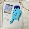 Blue jellyfish-shaped acetate hair claw clip with sparkles and ocean sea star detail - Dark Blue Glitter Jellyfish Star Claw Clip