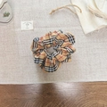 Classic khaki plaid scrunchie with a vintage Japanese style checkered fabric design - Khaki Checkered Style