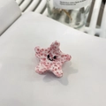 Pince à cheveux étoile de mer en acétate rose et blanc avec un joli visage souriant - Mini Étoile de Mer Rose / Environ 2 cm