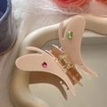 Molla per capelli a farfalla glitterata con strass colorati e finitura rosa - Arancione Chiaro Scintillante - Molletta a Farfalla con Strass Rosa e Verde