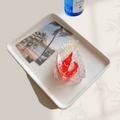 Detail of transparent ocean starfish shark clip with 3D red shrimp design on ceramic tray - Lobster Bag - Clear Claw Clip