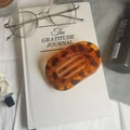 Eleganter Haarklammer mit Schildpatt-Muster auf einem Buch in法式 Lifestyle-Szene - Glänzend Rotbraun Leopard