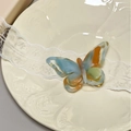 Elegante holle acetaat vlinder haarclip met blauwe en oranje marmeren textuur - Oranje Groen Multi