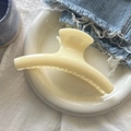 French style cream yellow large hair claw clip in ivory acrylic for elegant hair styling - Creamy Yellow French Claw Extra Large