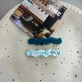 Elegantes Set aus gewellten Acetat-Haarspangen in Dunkelcyan und Blau-Weiß-Marmor - Ozeanblau Marmor