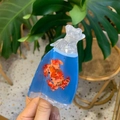Unique ocean-themed hair claw featuring a creative goldfish and crab water bag design - Blue Bag Crab Style