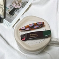 Minimalistische Haarspangen aus Acetat mit Herzdetail und Vintage-Punktmuster Design - Gold Label American Retro Clip / Kaffee Herz Orange Blau