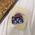 Halloween Haarklammer mit Spinne, lila Hexenhut und gruseligen blauen Augapfel-Details - Zauberhut Spinne Auge Klammer
