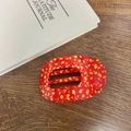 Red acetate star hair claw clip for high ponytail styling on a vintage book background - Star Red - Lazy Clip (Approx. 10.5cm)