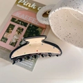 Eleganter Haarklammer aus Acetat in Schwarz und Creme mit funkelnden Kristallakzenten - Bunte Strass Farblock Kralle (ca. 9.5cm) / Beigeweiß mit Schwarz