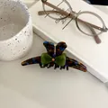 Elegant tortoiseshell hair claw with green bow and orange crystal detail in vintage style - Green Bow Tortoise Rabbit Ear Claw