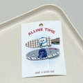 Cat themed hair clips set featuring cute patterns and rhinestones on a white tray - Khaki-Plaid Coffee Cat-Seamless Clip