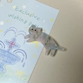 Fermaglio per capelli a gatto iridescente con colori pastello e dettagli dorati - Rosa Verde Colorato