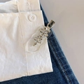 Fermaglio per capelli floreale in metallo argento con strass su denim e tessuto bianco - Clip senza cuciture floreale nuvola trasparente