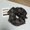 Elastico per capelli a doppio strato con motivo a quadri marroni in stile rétro - Plaid Giallo Cachi Doppio Strato Bordo Ondulato