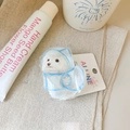 Cute white dog hair claw clip in raincoat design with star bow and sparkling glitter - Transparent Raincoat Westie Hair Claw