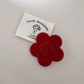 Pince à cheveux fleur rouge avec lettrage wer gravé et étiquette faite à la main - Fleur Rouge - Moyen