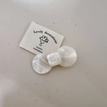 Barrette à cheveux nœud en résine blanc perle avec lettres wer et carte artisanale - Nœud Blanc - Petit
