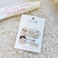 Cute cat and star button hair clips set with blue and pink patterns for women - Black White Cat Hollow Circle Style
