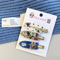 Three-piece set of cartoon cat and dog hair clips with vintage patterns on a display card - Sunglasses Dog-Polka Dot Grid-Vintage Cat Clip