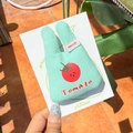 Mint green fabric hair accessory with tomato embroidery and bunny ear handle design - Sea Salt Blue Rabbit Tomato Clip