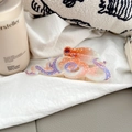 Detailed view of large octopus hair claw clip in orange with colorful patterns - White Orange Gradient Octopus Claw (7.5cm)
