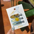 Three-piece lemon themed hair clip set with amber lemon slice and striped patterns - Orange Blue Yellow Stripe Clip