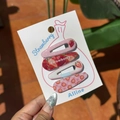 Sweet pink strawberry theme hair clip set with 4 pieces of fruity BB clips on card - Sweetheart Strawberry Drop Clip