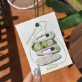 4pcs set of sweet green apple themed hair clips with plaid and fruit patterns on card - Apple Green Pink Gingham Drop Clip