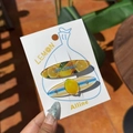 Sweet lemon theme hair clip set featuring acrylic lemon print and 3D fruit charm on card - Lemon Yellow Blue Stripe Oval Clip