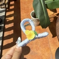 Light blue fabric-wrapped hair claw clip with lemon decoration for a sweet summer look - Lemon Sea Salt Blue Claw Clip
