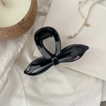 Détail d'une grande pince à cheveux nœud noir élégante avec perles et décor moderne - Noir Brillant