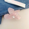 Eleganter rosa Blumen-Haarclip aus Acetat mit Kristall-Strasssteinen für Frisuren - Blassrosa Strass Bougainvillea Klammer (10cm)
