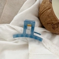 Elegant 5cm blue translucent square claw clip with gold spring on lace fabric - 5.2cm / Haze Blue