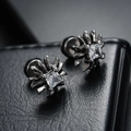 Pendientes vintage de acero de titanio con circón cuadrado y diseño de cruz - Cruz con Strass Blanco (X715-A) Artículo Solo (Sin Par)