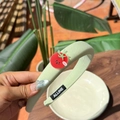 Light green fabric headband with cute red tomato charms and a soft texture - Smile Tomato Grass Green Headband