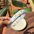 Light blue fruit pattern headband with orange print in thick Korean dopaminestyle - Orange Orchard Sea Salt Blue Headband