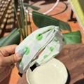 White fabric knot headband with fresh green Granny Smith apple print and script detail - Apple Paradise High Top Headband