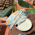Summer hairband with blue fabric and orange fruit print with a knot design - Orange Blue High Top Headband