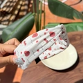 Sweet white cherry print fabric headband with top knot design for women - Cherry Orchard White High Top Headband