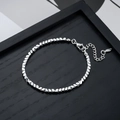 Gepolijste vierkante kralenarmband van roestvrij staal met verstelbare karabijnsluiting - Zilveren geometrische kralenarmband (S1104-B)