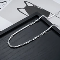Minimalistische zilveren ketting met onregelmatige geometrische kralen hoogglans - Zilveren geometrische kralenketting (L1104-B)