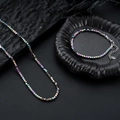 Regenboog gefacetteerde kralen ketting en armband set van gepolijst roestvrij staal - Iriserende geometrische kralenset (Combo 1)