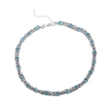 Bracelet à chaîne ondulée avec perles de saphir bleu et fermoir en acier inoxydable - Collier Gemme Ondulé (L631-A) / Bleu