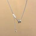 Halskette aus Titanstahl mit doppelten Ringen und handgefertigtem Anhänger in Silber - Taille Ring Halskette (L650-A)