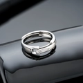 Verstellbarer Gürtelschnallenring aus Silber mit herzförmigem Zirkonia-Stein - Einstellbar Offen / Schnalle Kreativ Stil (J119-A)