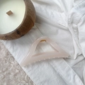 Pink large triangular hair claw clip with glossy finish and gold spring hardware - Jelly White